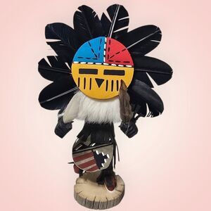 Vintage Native American Indian Navajo Kachina Doll Sunface (SIGNED) 8''
